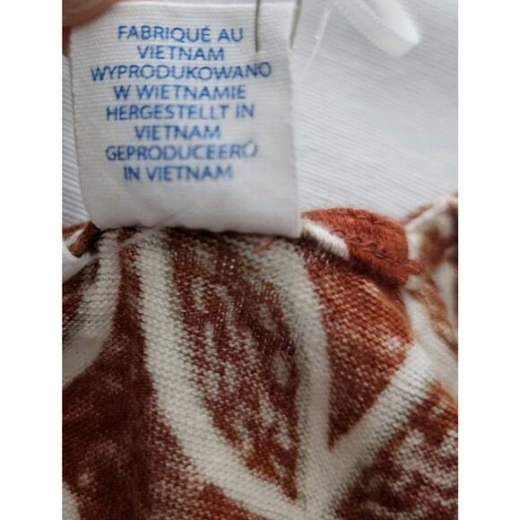 Sigrid Olsen 100% Linen M Sleeveless Top Blouse Button Detail Orange Geometric - Picture 9 of 14